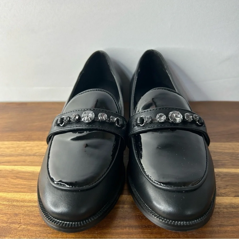 BCBG Girls Shoes Girls 2 Black Loafers Stacy Classic Chic Rhinestones Party Pics